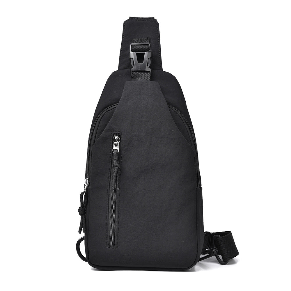 Black sling bag on a white background