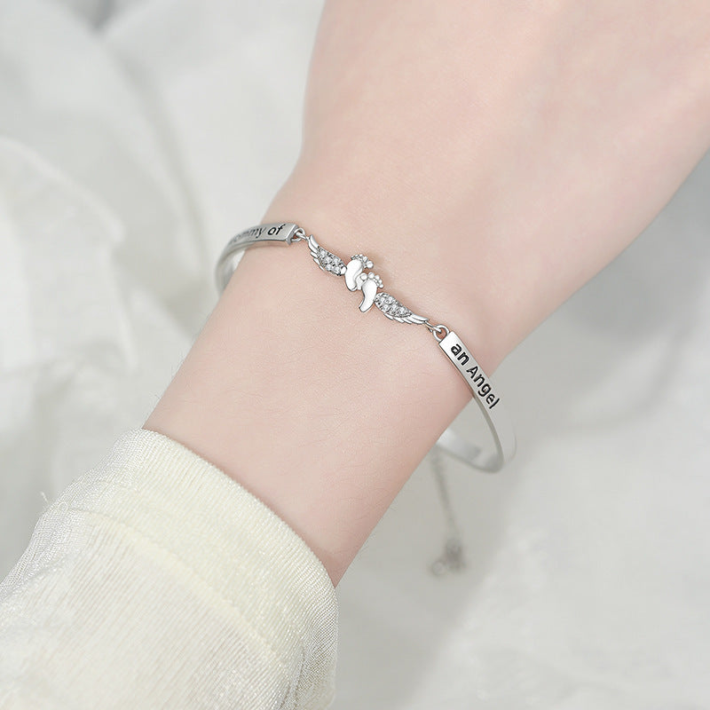 Angel Wings Footprint Charm Bracelet