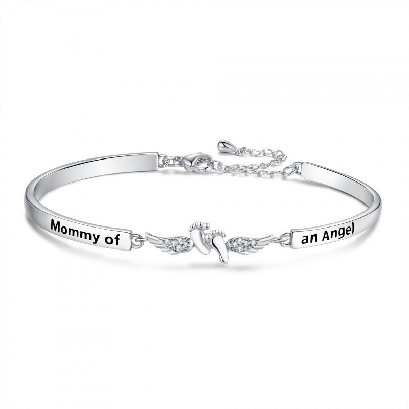 Angel Wings Footprint Charm Bracelet