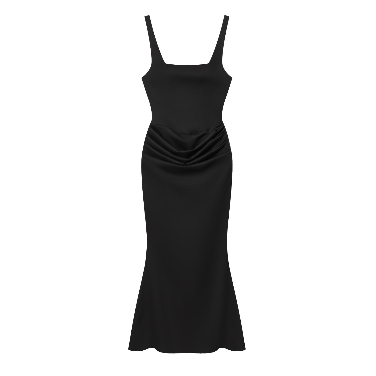 Black dress with thin straps on a white background