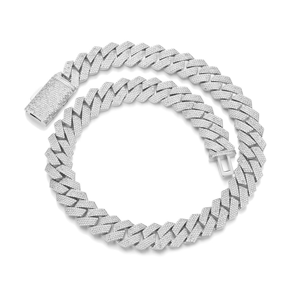 Silver chain necklace on a white background