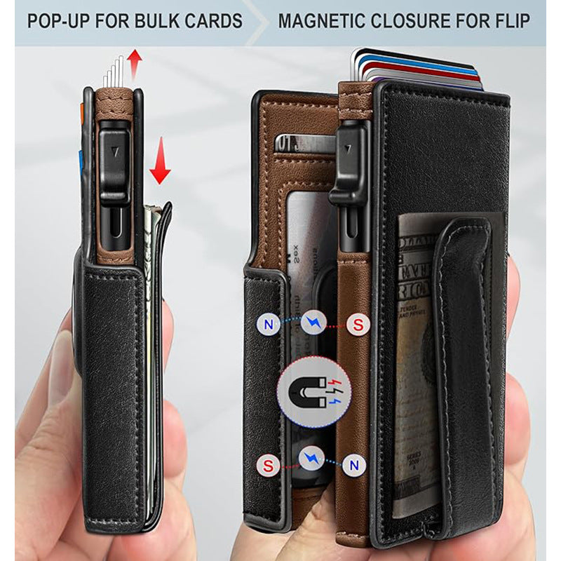 Magnetic Flip RFID Protection Mens Wallet