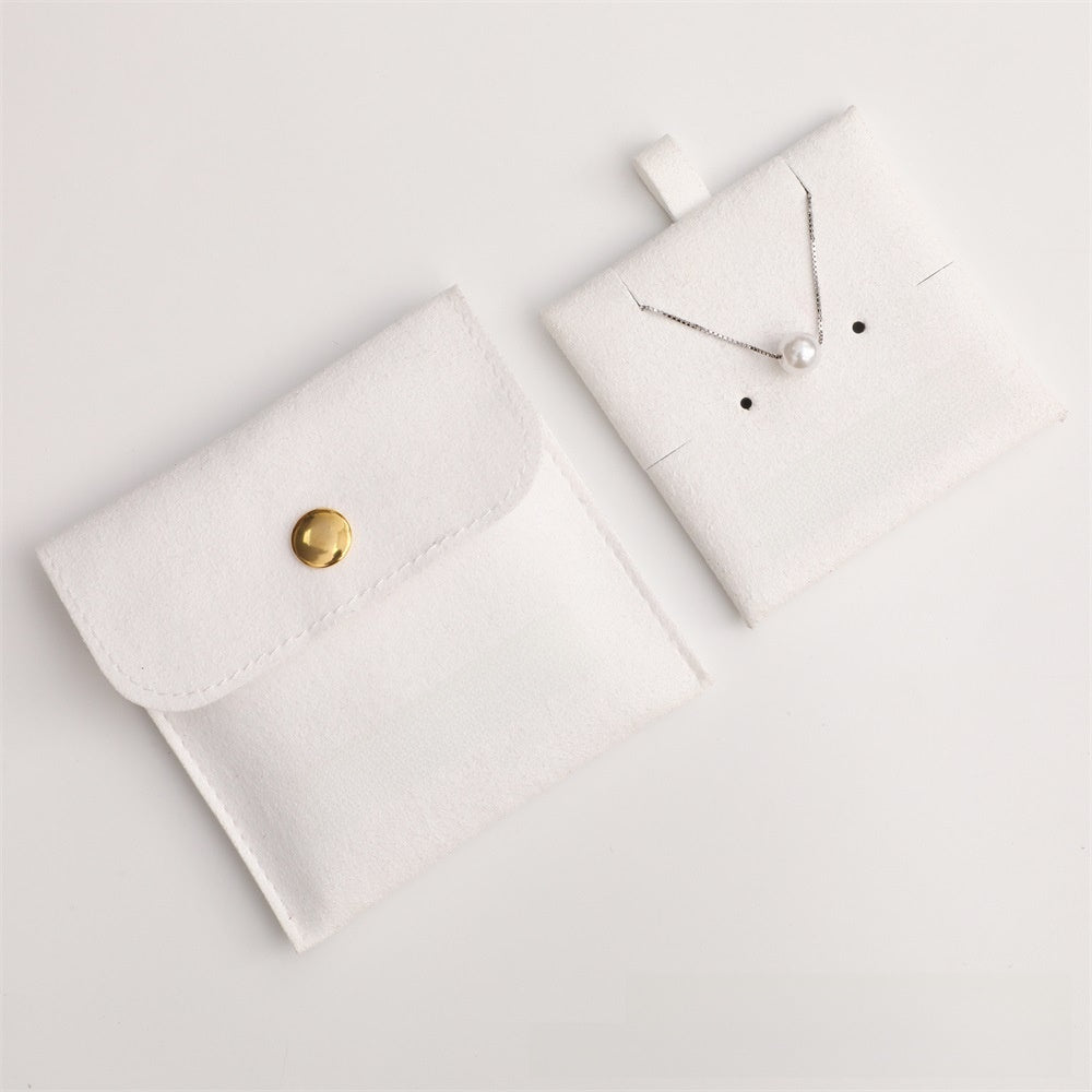 White wall clock with a gold button on a light gray background