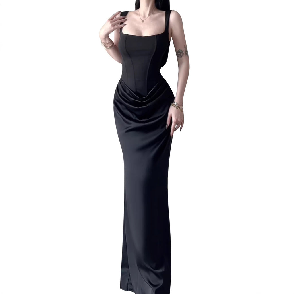 Black evening gown on a white background