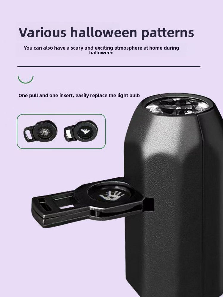Black lamp with text on easy lamp replacement on a light purple background
