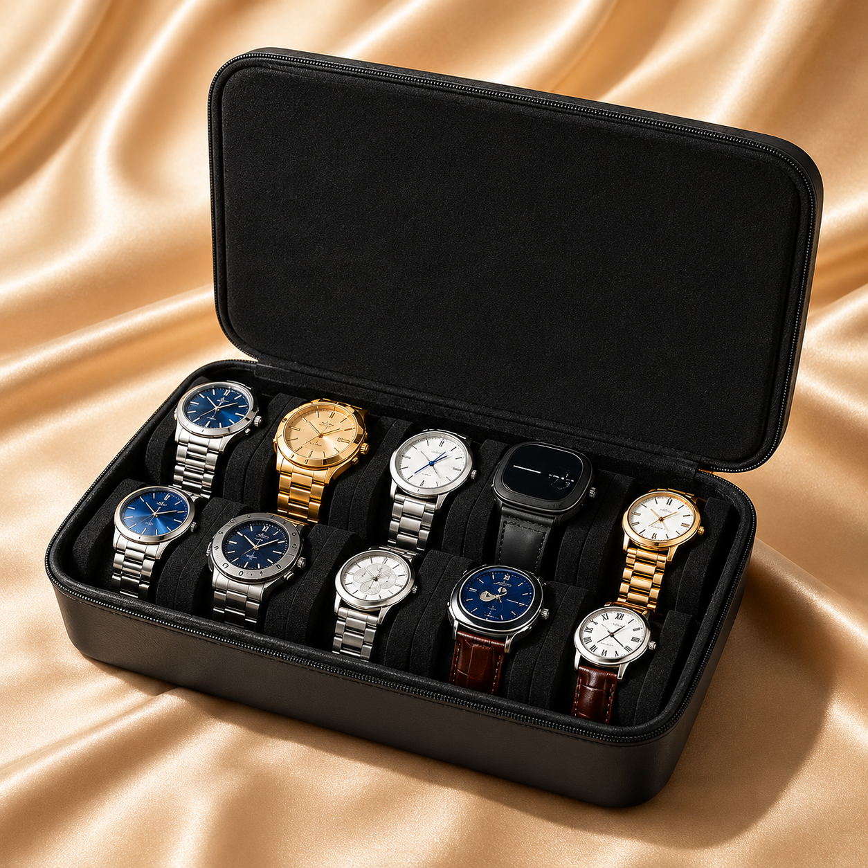 Portable Watch Storage Organizer Bag with Sponge Protection