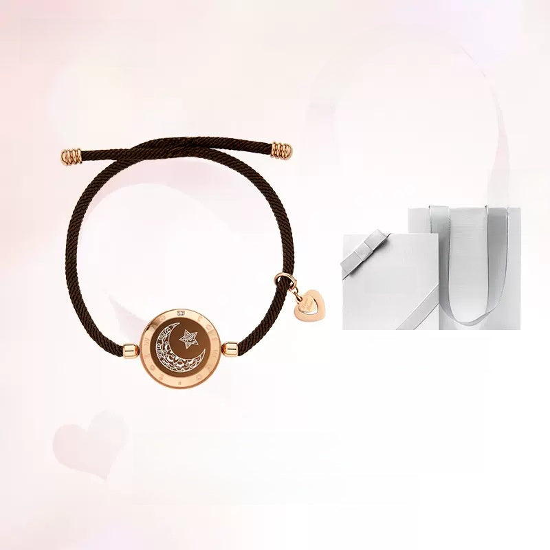 Bracelet with moon and star design on a white background