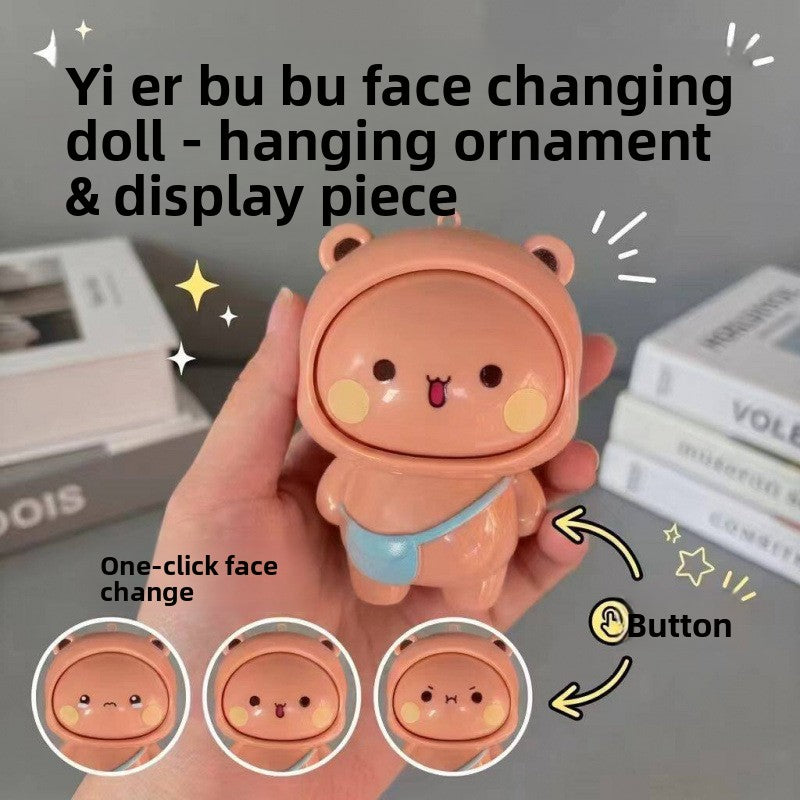 Reversible Face Doll Keychain Desktop Ornament