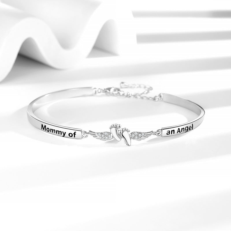 Angel Wings Footprint Charm Bracelet